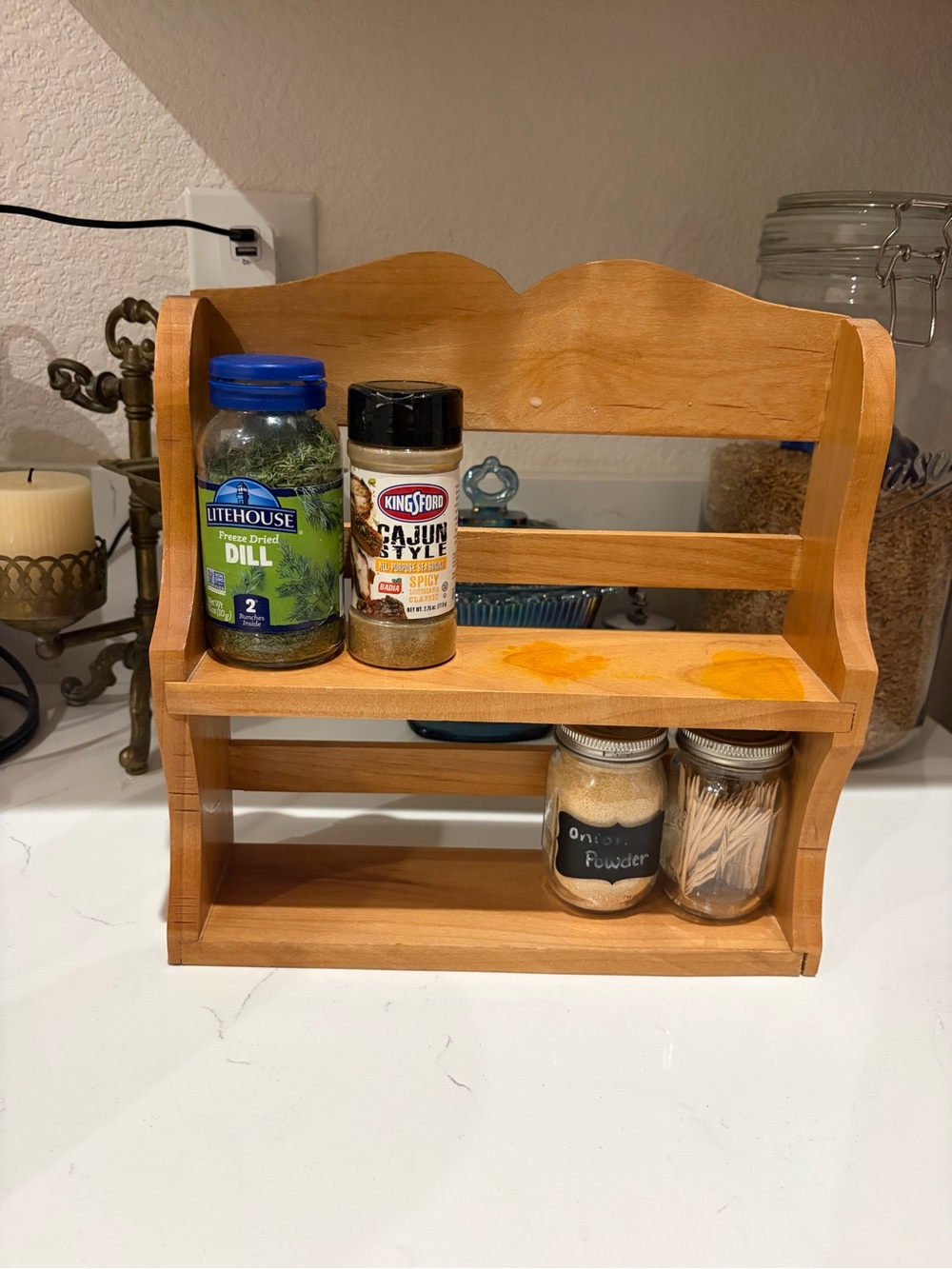 Vintage handmade Wooden Spice Rack Shelf Organizer